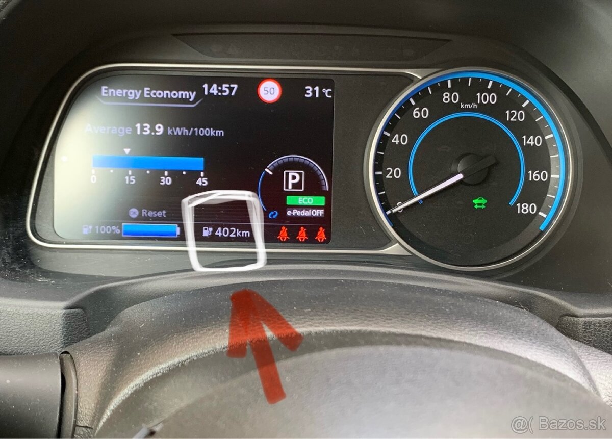 Nissan Leaf,62kWh bat,dojazd 400km+zimné pneu