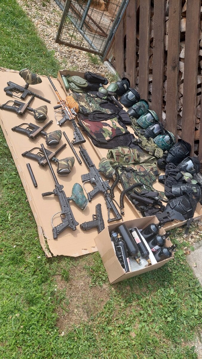 Paintball zbrane pre 8 ludi komplet