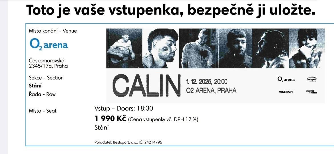 CALIN - O2 ARENA,PRAHA 1.12.2025