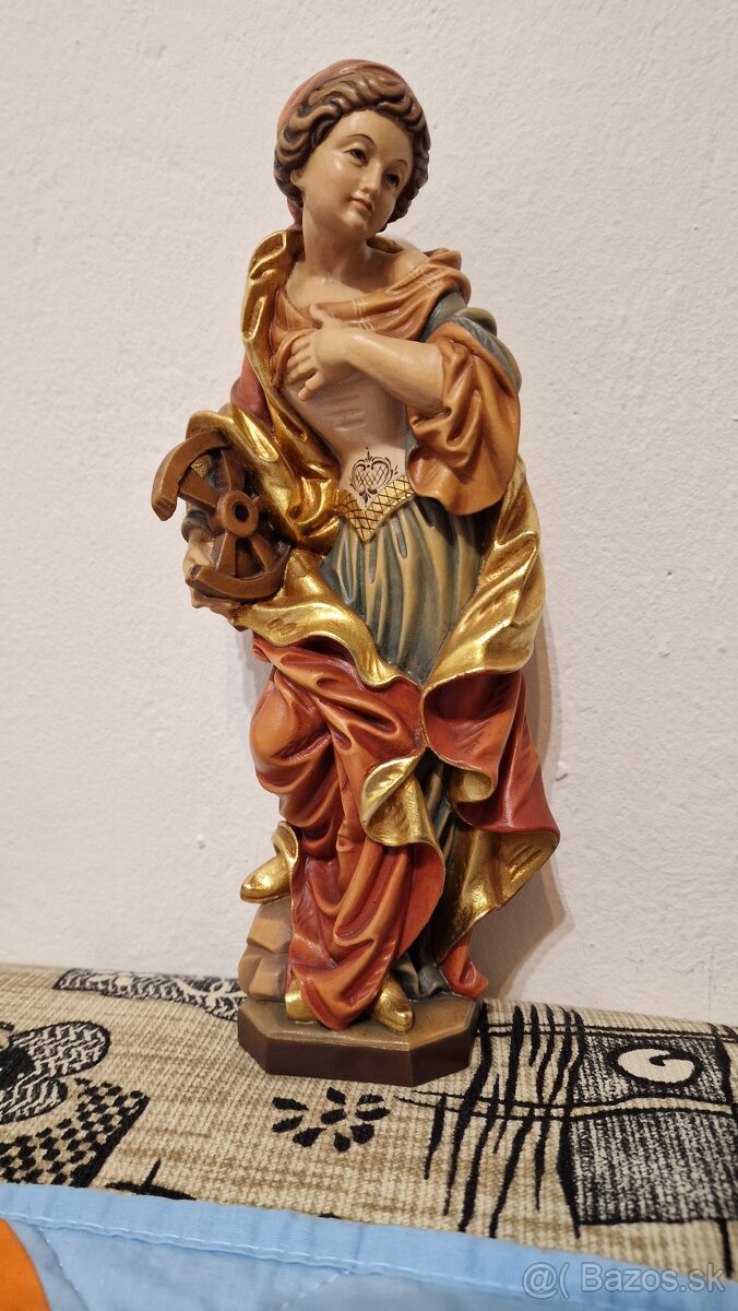 Socha, soška, svätá Katarína Alexandrijská, drevorezba