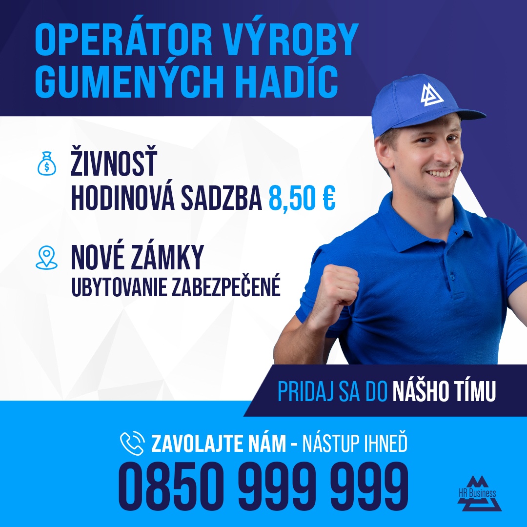 Pridaj sa k nám- operátor výroby gumenných hadíc- Nové Zámky