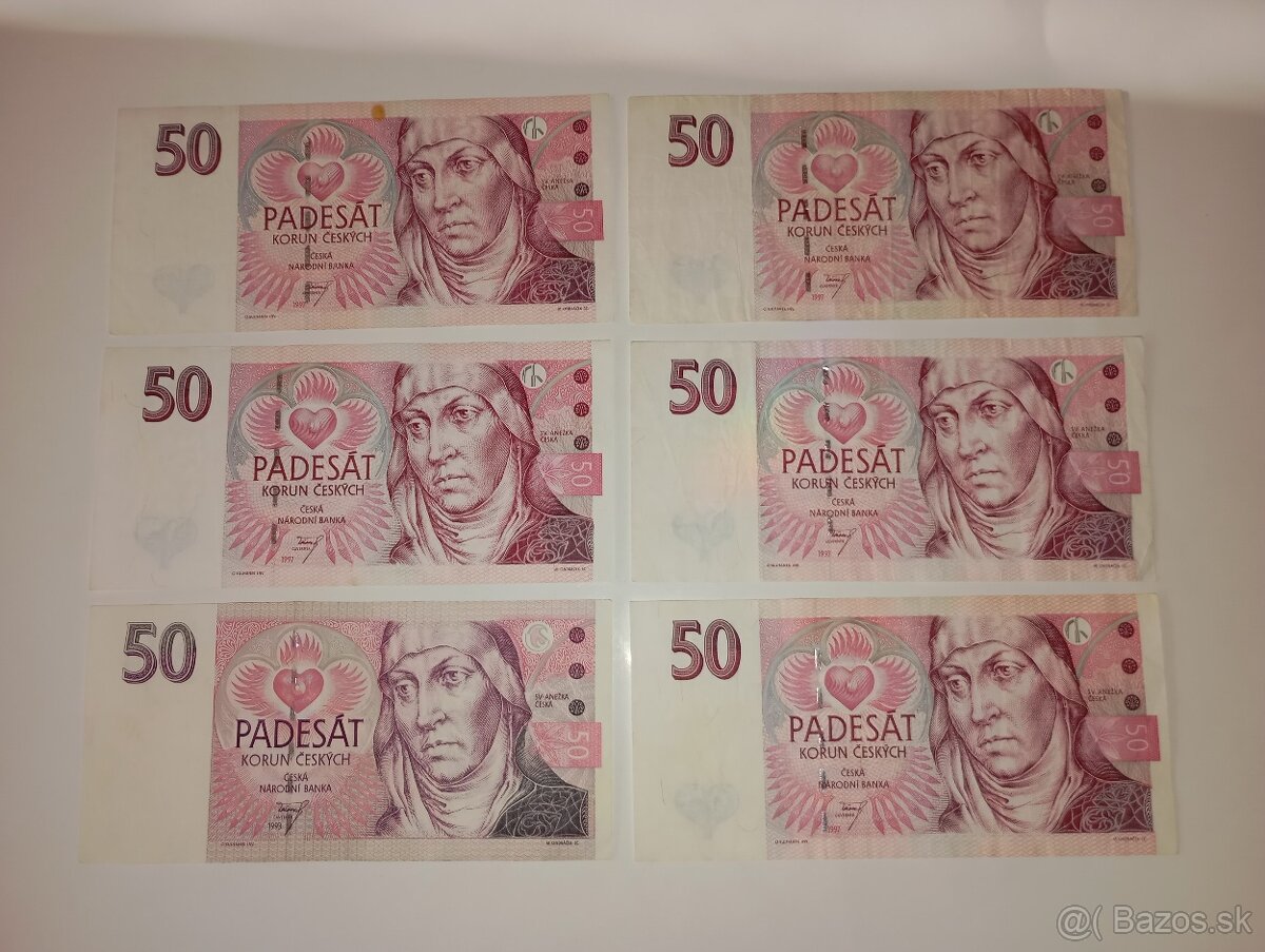 BANKOVKY 50 KČ 1993-1997, RŮZNÉ SÉRIE