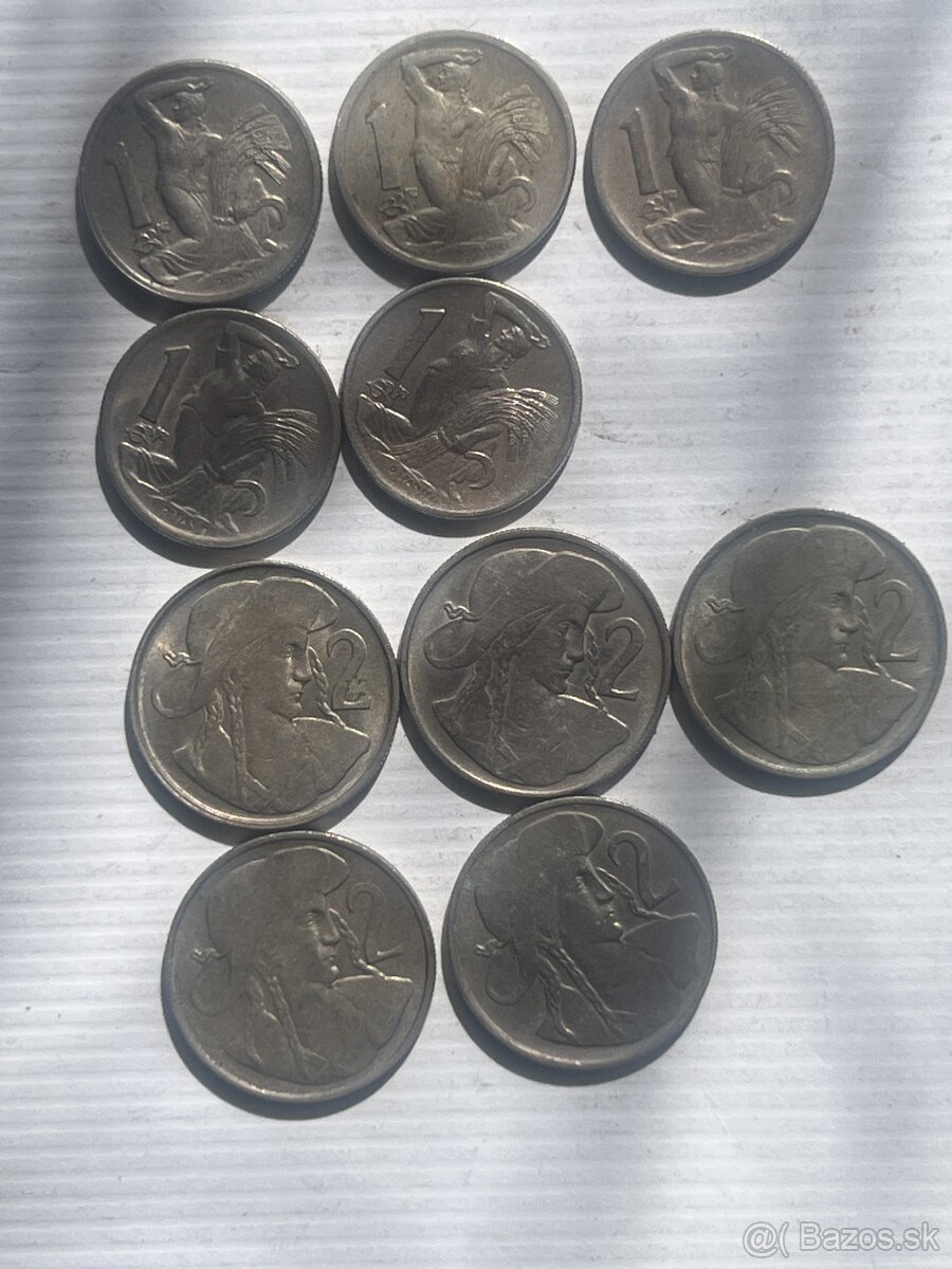1 koruna 2 koruna ČSR 1946 1947 cena spolu 10€