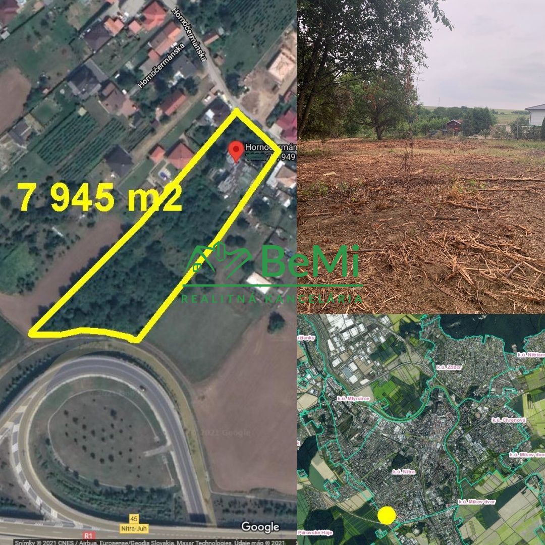 Rozľahlý pozemok 7 945 m2 Nitra - Čermáň všetky IS ID 409-14