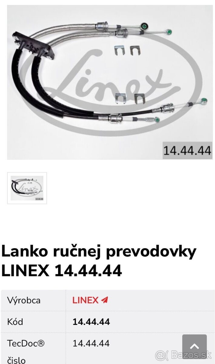 Lanko ručnej prevodovky/brzdy LINEX 14.44.44 NOVÉ