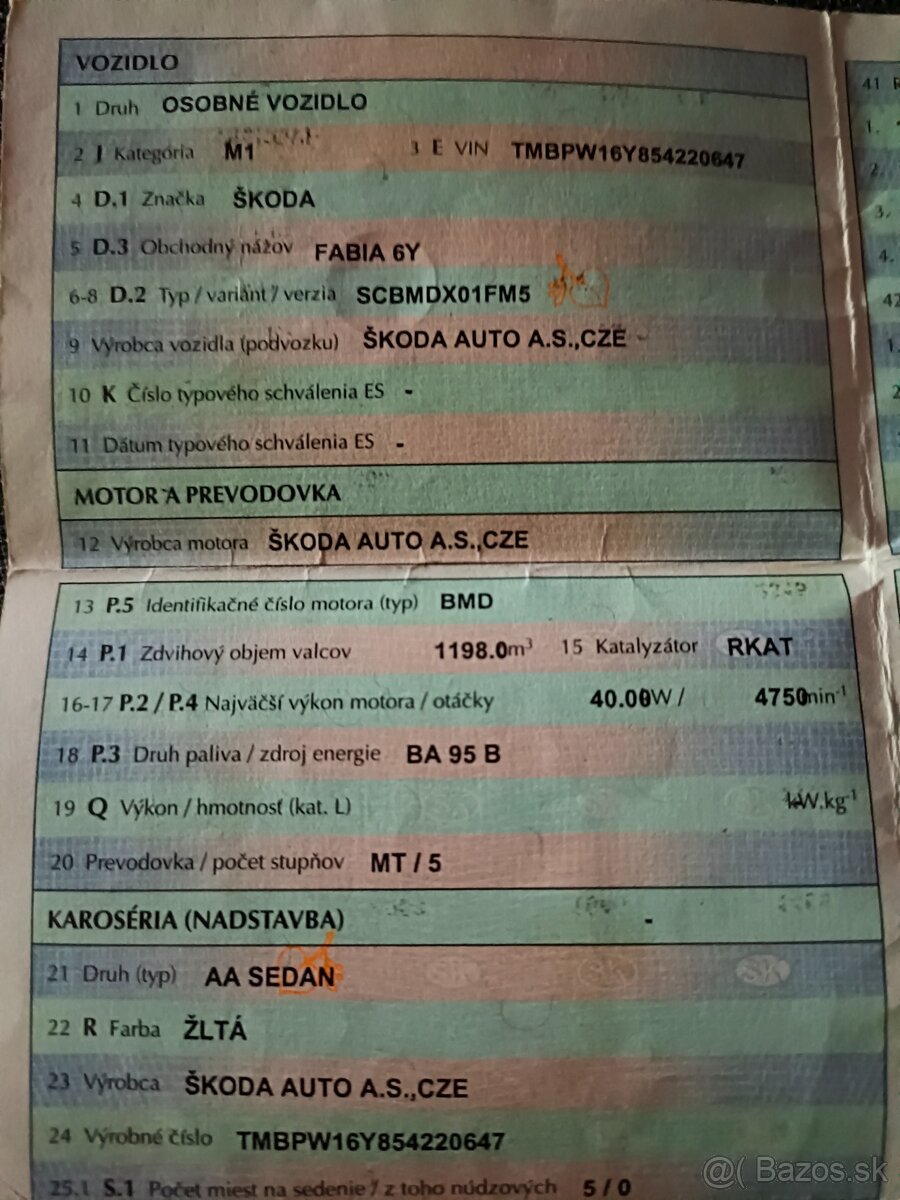 Predám Škoda Fabia 1,2