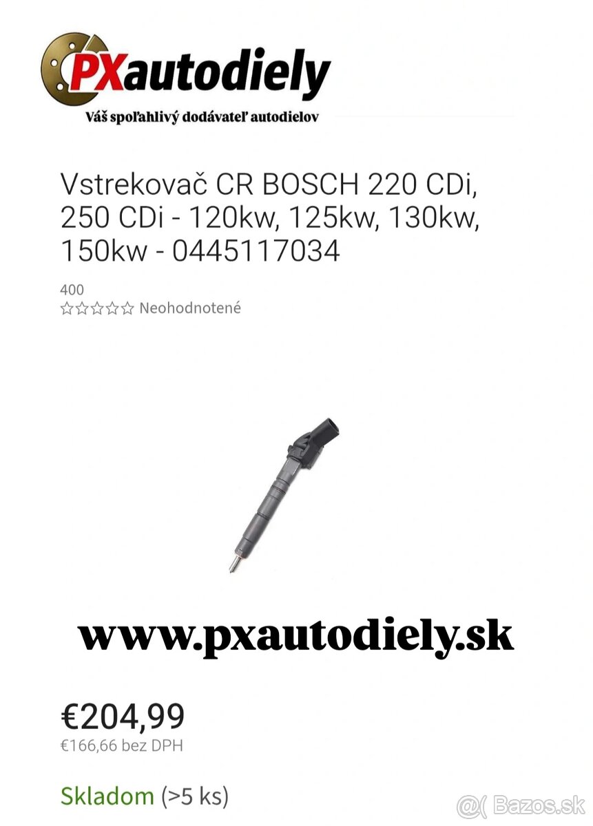 Repasované vstrekovače CR BOSCH 220CDi, 250CDi-120,130kw