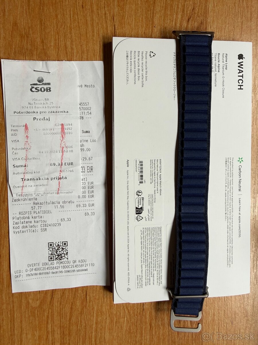 Apple Watch 49mm Navy Alpine Loop - Medium, Natural Titanium