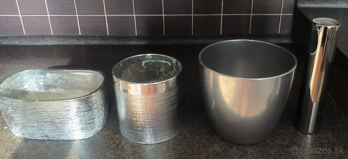 Kvetináče strieborné keramické