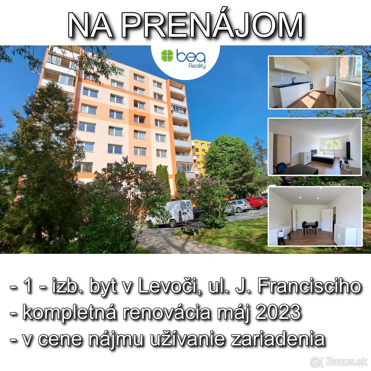 NA PRENÁJOM: 1-izbový byt, sídl. Západ, Levoča