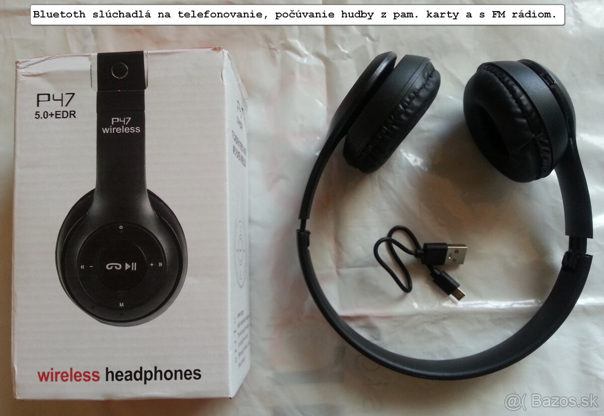 Predám bluetoth slúchadlá s FM rádiom a nabij. káblom.