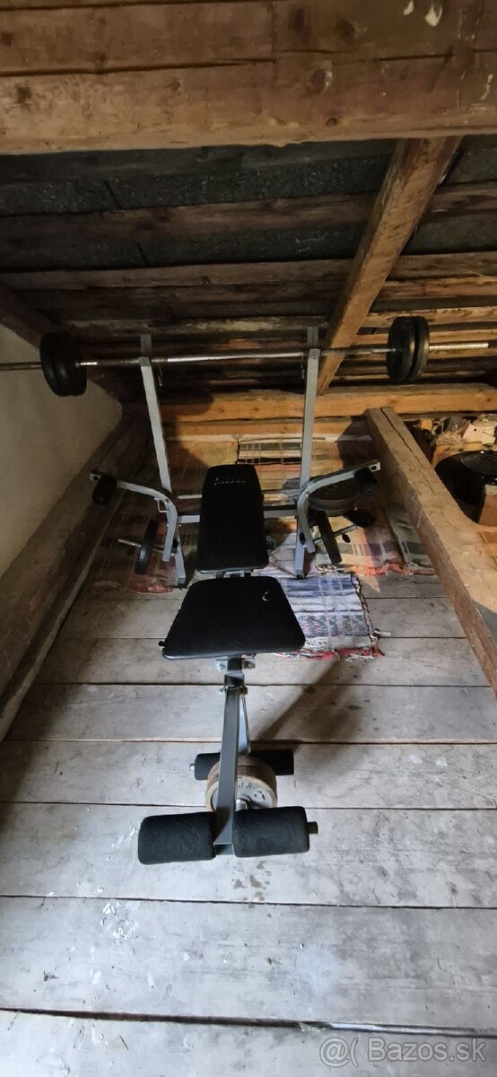 Predám fitness lavicku s 55kg závažím a jednoručky