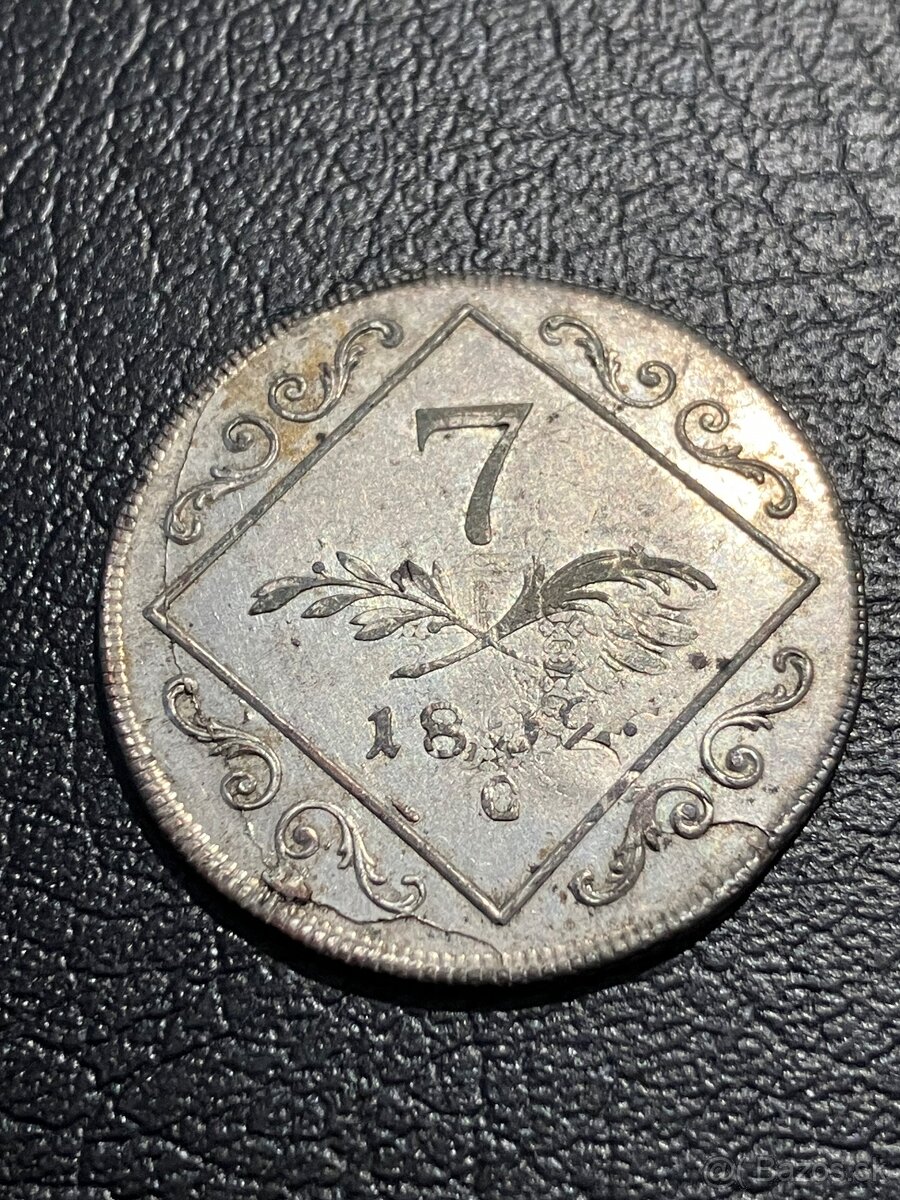 7 Kreuzer 1802C, zvyšky pôvodnej ražby 12 Kreutzer 1795B