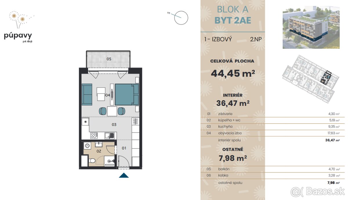 1-izbový byt Trnava Pupava pri Aleji