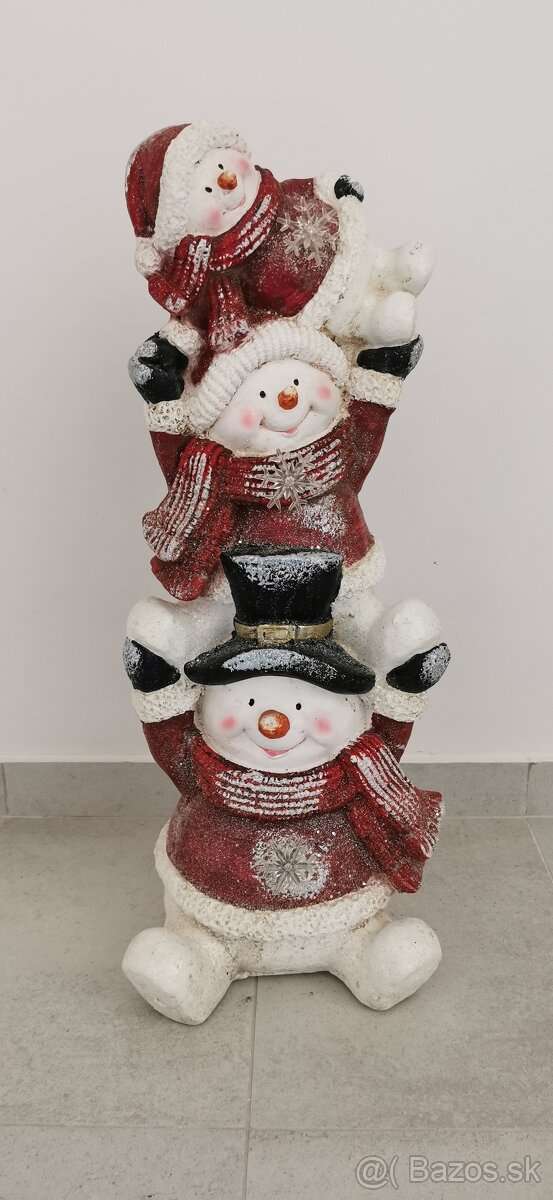 Vianočná dekorácia – 3 snehuliaci, cca 80 cm