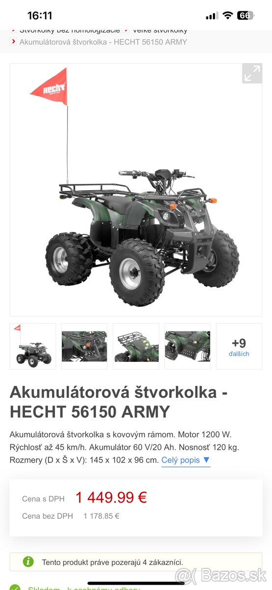 Akumulatorova štvorkolka HECHT