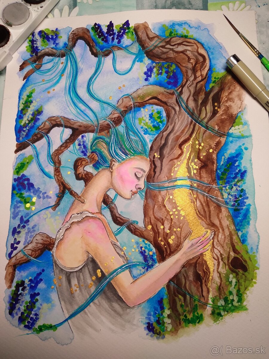 Priatel strom - akvarelova malba