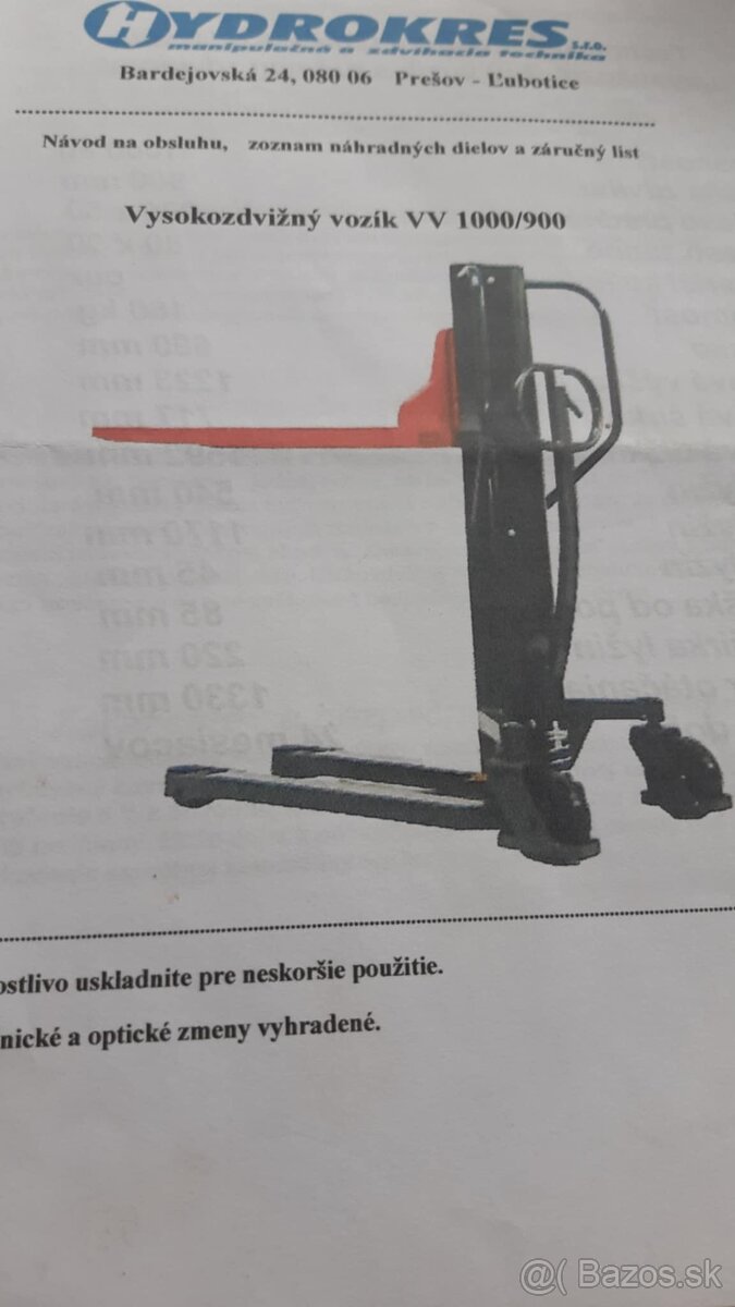 Vysokozdvižný paletovací vozík