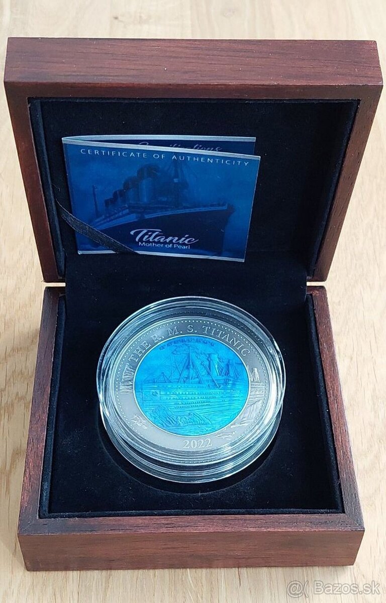 5 oz Titanic stříbrná mince Antique Finish, emise 49 kusů