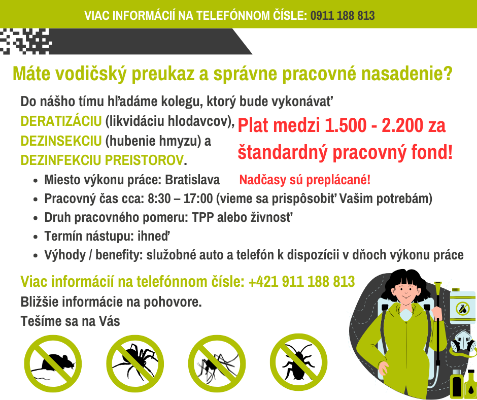 DDD Deratizácia, Dezinsekicia v Bratislave.