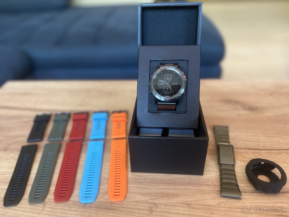 Garmin Fenix 5X Plus Sapphire, Slate Gray, Leather band