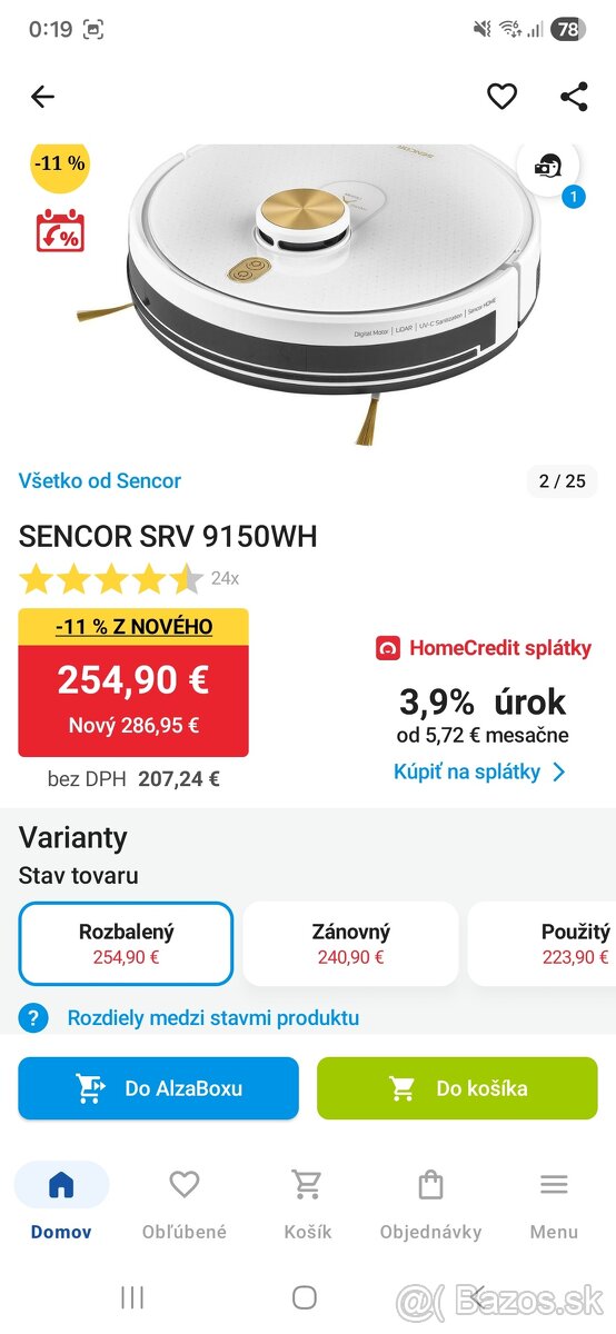 Robotický vysávač Sencor SRV 9150WH