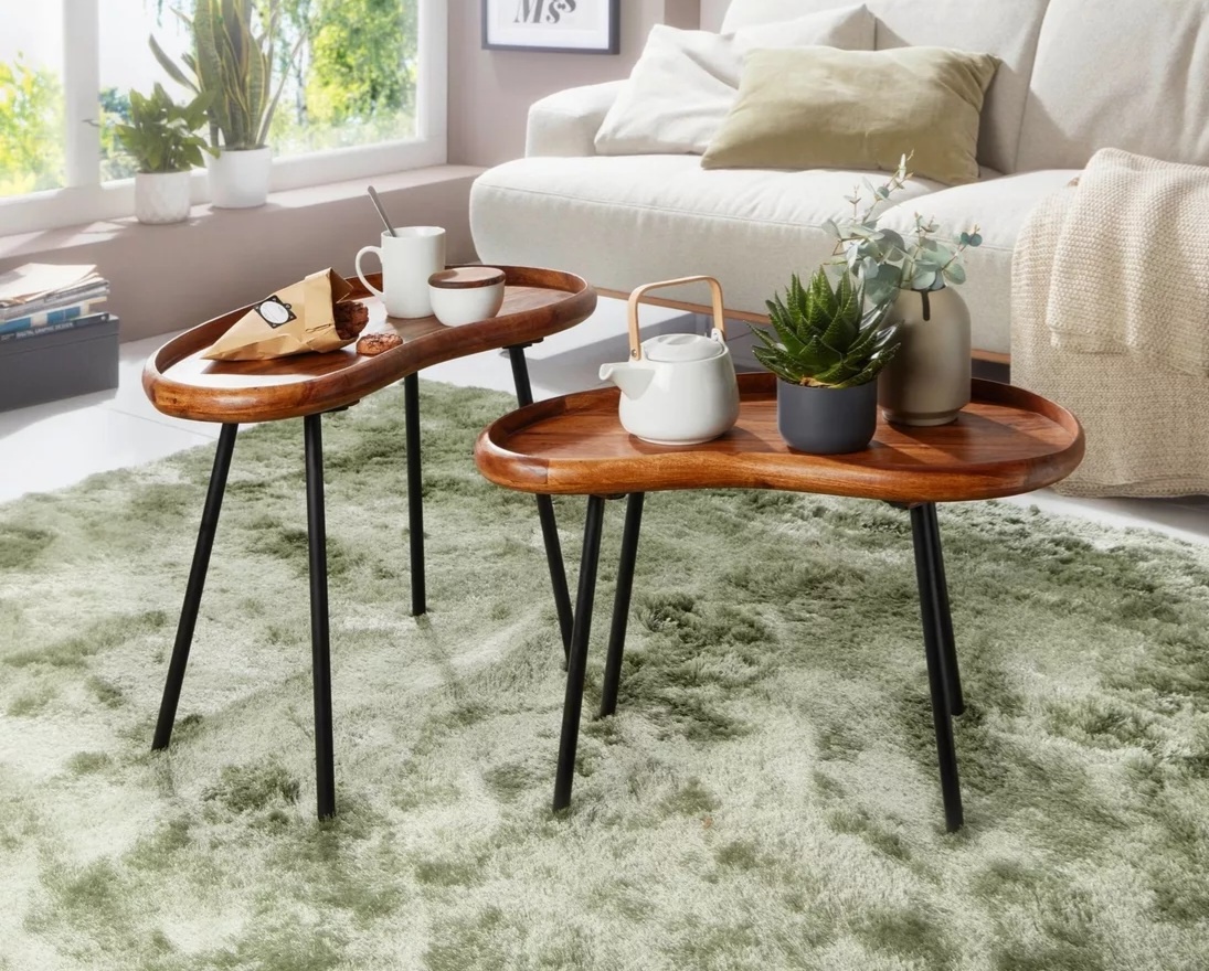Set 2 stolíkov v tvare slzy palisander / konferenčný stolík