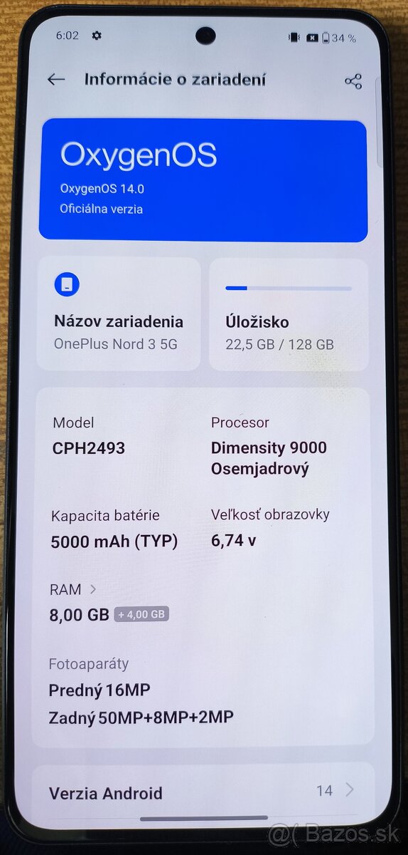 Predám OnePlus Nord 3 8 GB/128 GB sivý