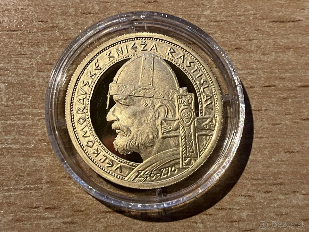 100eur 2014 knieža Rastislav Veľká Morava VZÁCNA ZLATÁ MINCA