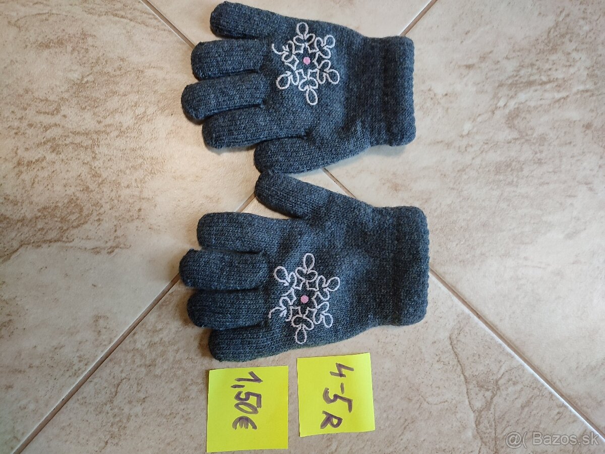 Rukavice pre dievca v 4-5rokov