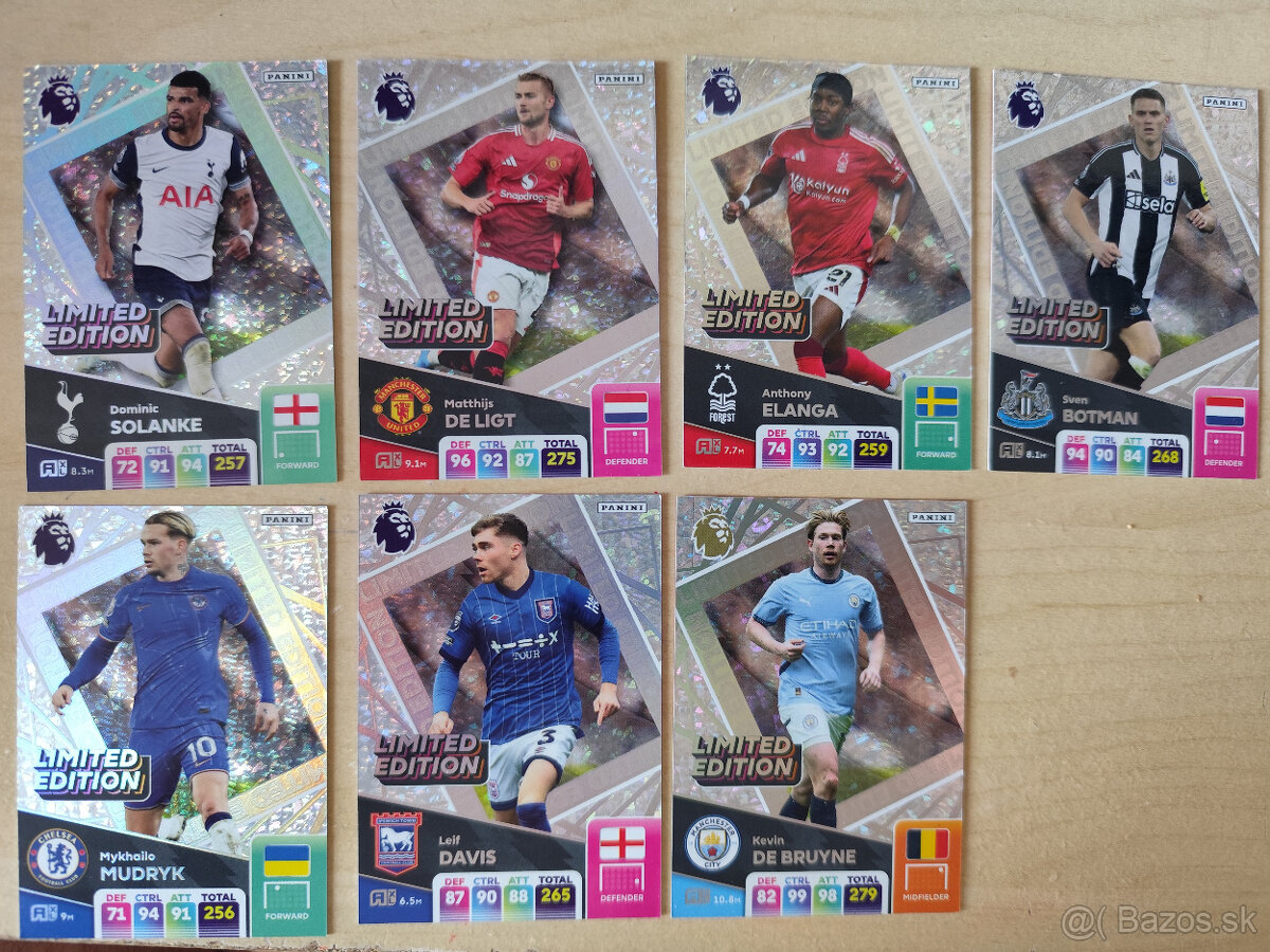 Futbalové kartičky Premier league - limit edition