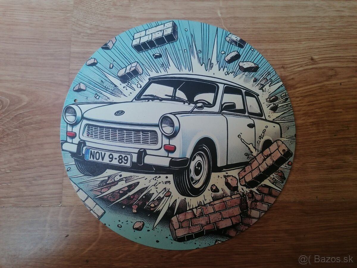 Plechová guľatá tabuľa Trabant