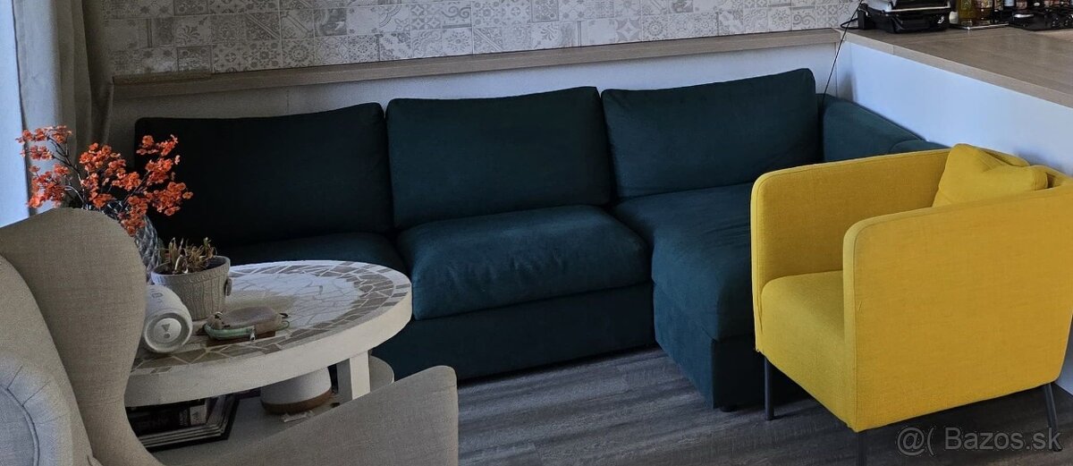 Sedačka Ikea Vimle, 3 miestna s ležadlom (zelená)