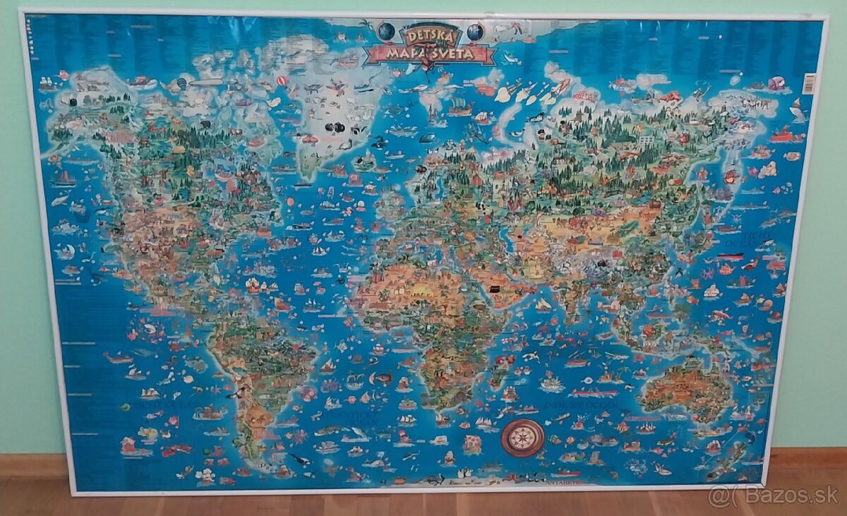 Darujem detskú mapu sveta s rámom za odvoz