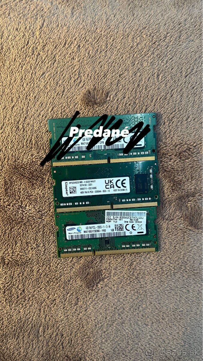 Notebookové RAM – DDR4 8GB + 4GB, DDR3 4GB