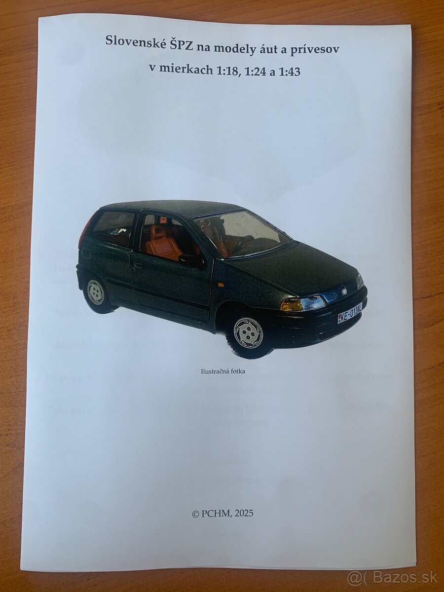 Slovenské ŠPZ na modely 1:18, 1:24 a 1:43