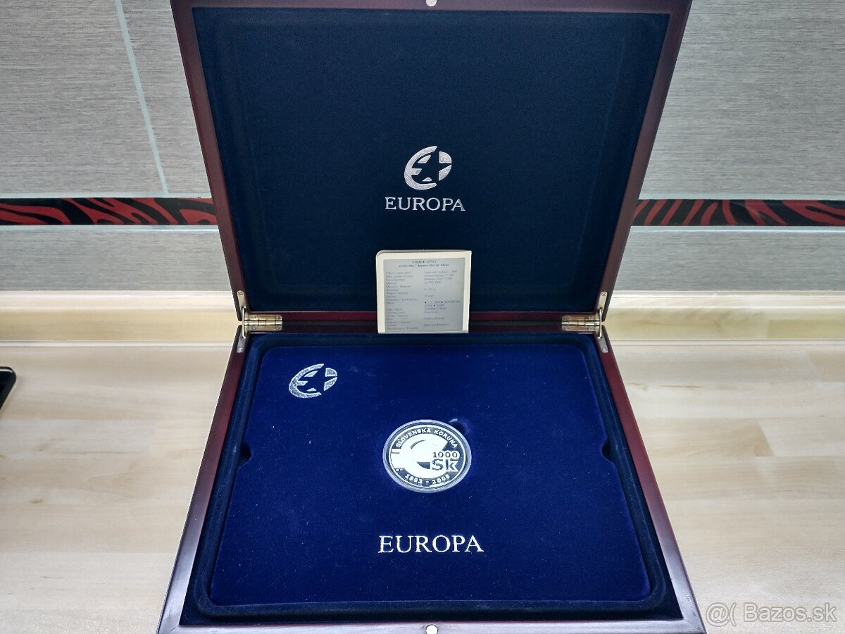 Strieborná minca 1000Sk 2008 drevo, 200Sk 1994 proof