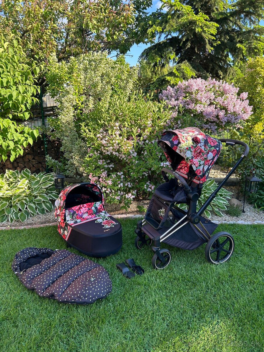 Cybex priam Spring Blossom rosé gold dvojkombinácia + fusak