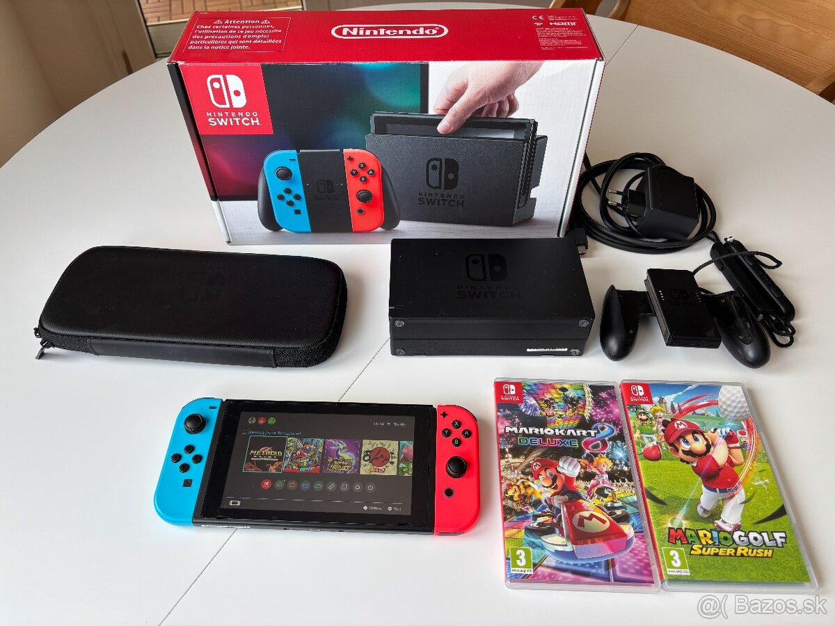 Nintendo Switch + puzdro a hry