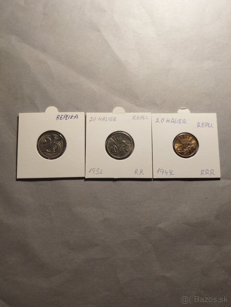 Repliky najvzácnejších ČS mincí