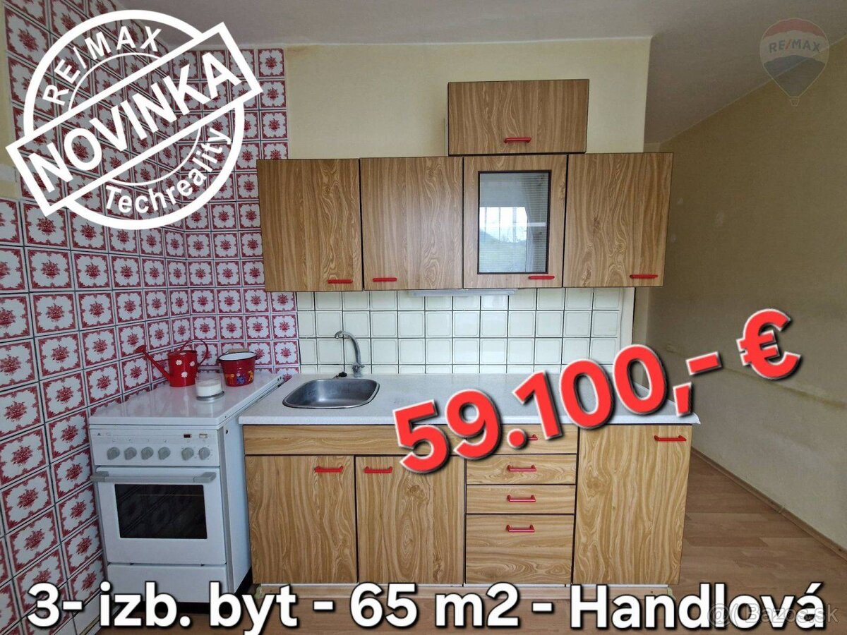 3 - izbový byt - 65 m2 v centre mesta Handlová