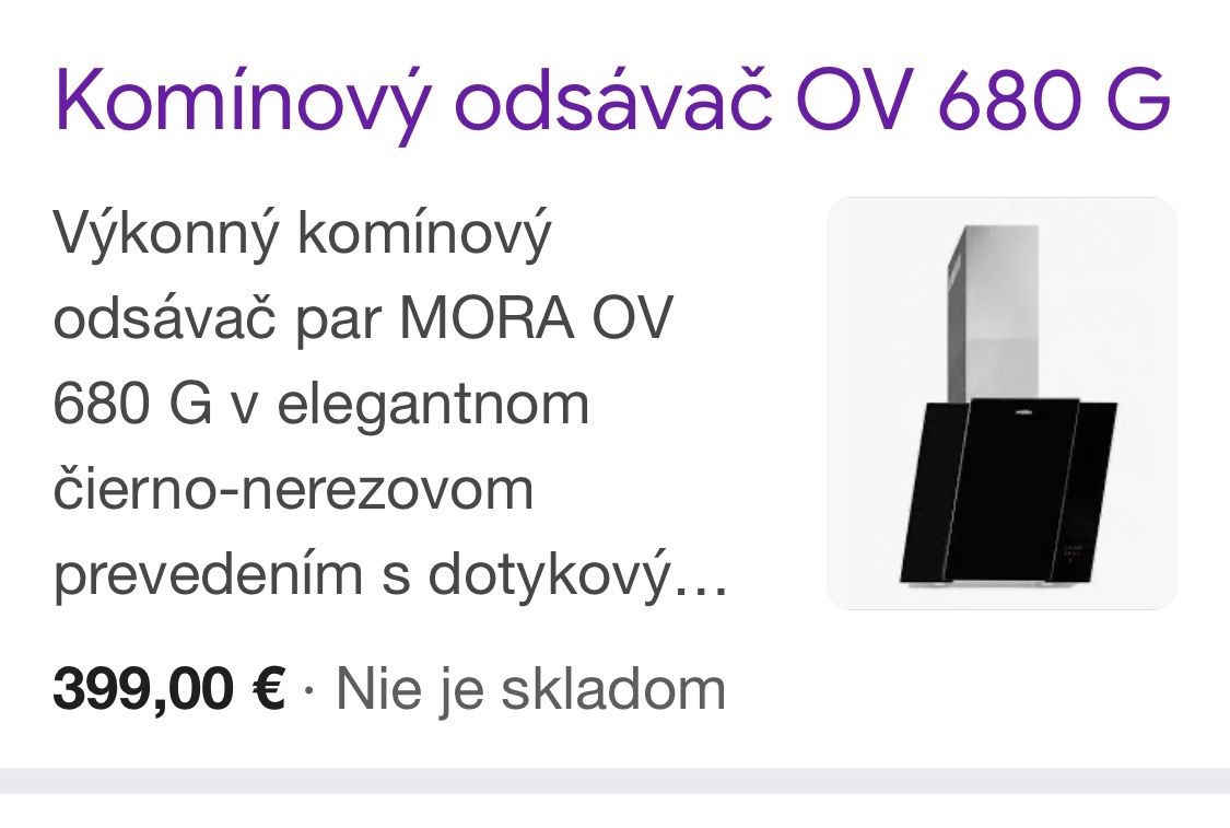 Predám nový digestor Mora OV 680 G
