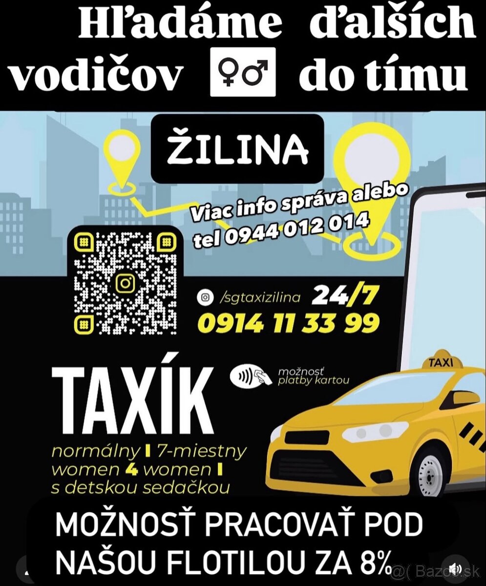 Vodič taxislužby (Bolt) muži aj ženy