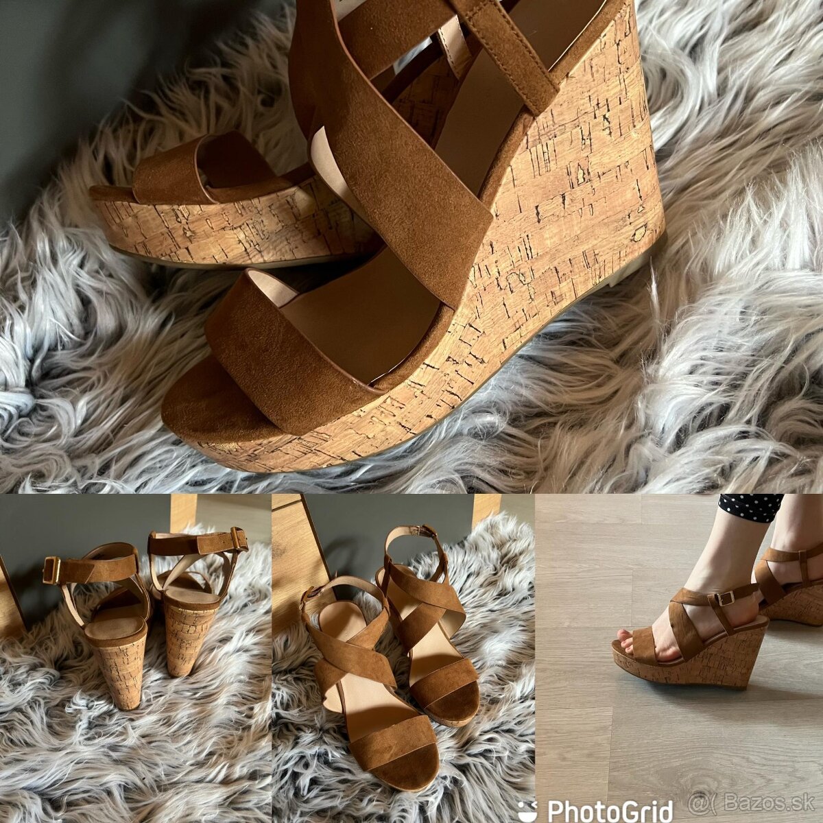 new look caramel letne topanky-sandale na plnej platforme