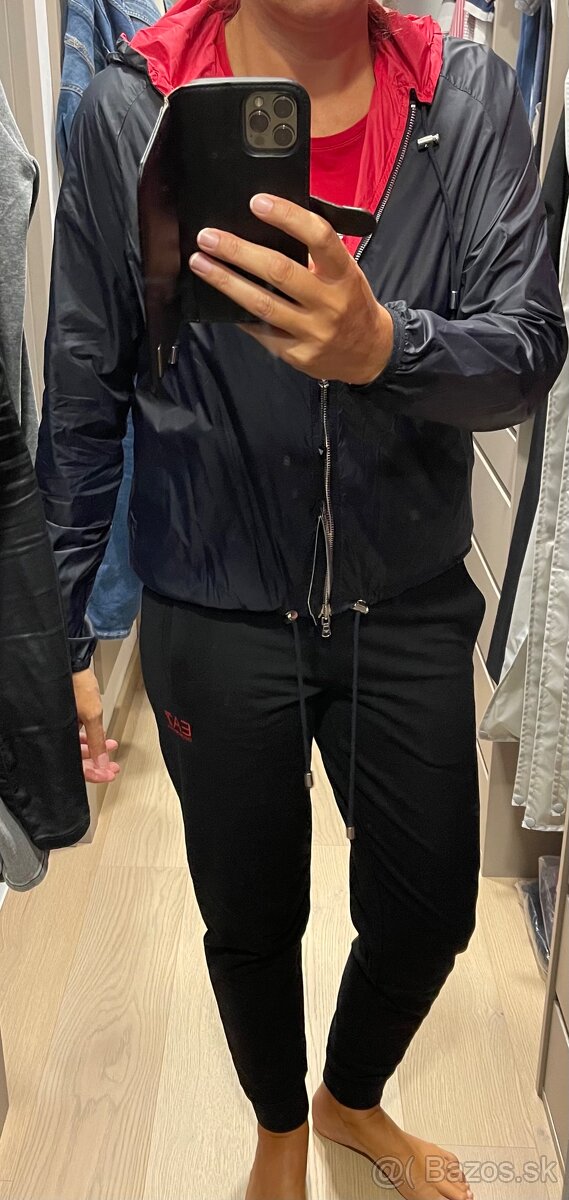 Emporio armani M/al bunda unisex 2 v 1 modrá a červená