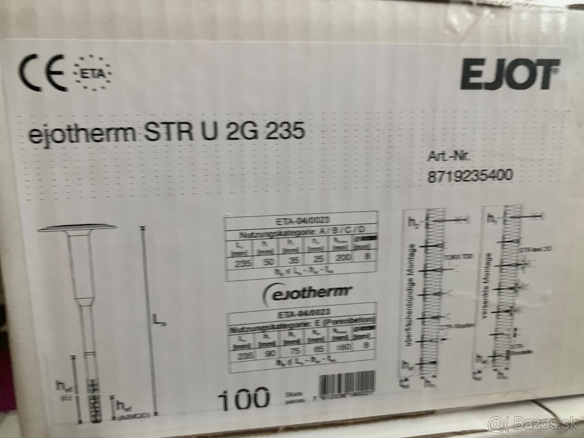 Predám fasádne kotvy EJOT 235 mm 700 ks