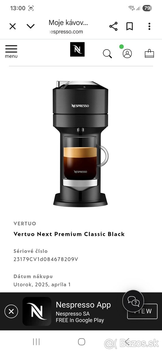 Kavovar Nespresso Vertuo Next Premium Classic Black