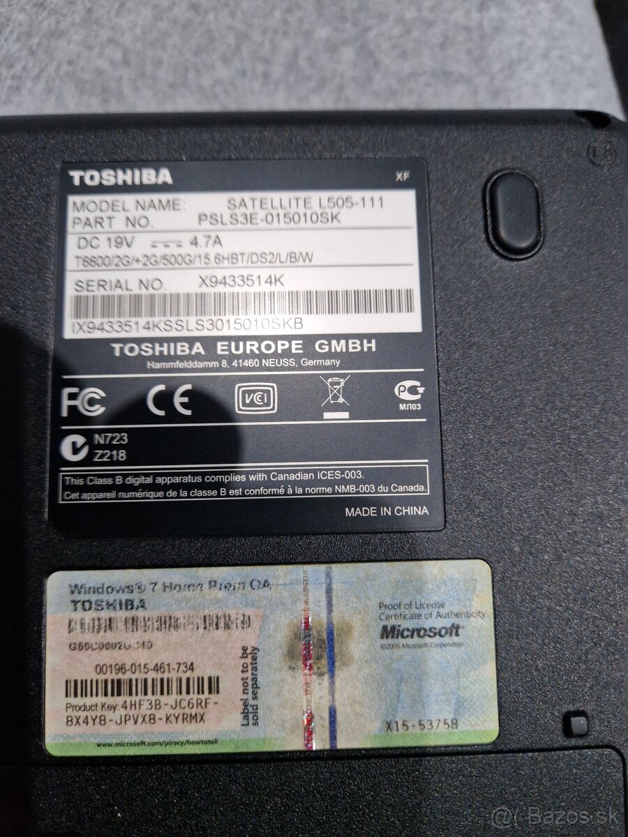 Notebook Toshiba L505 111