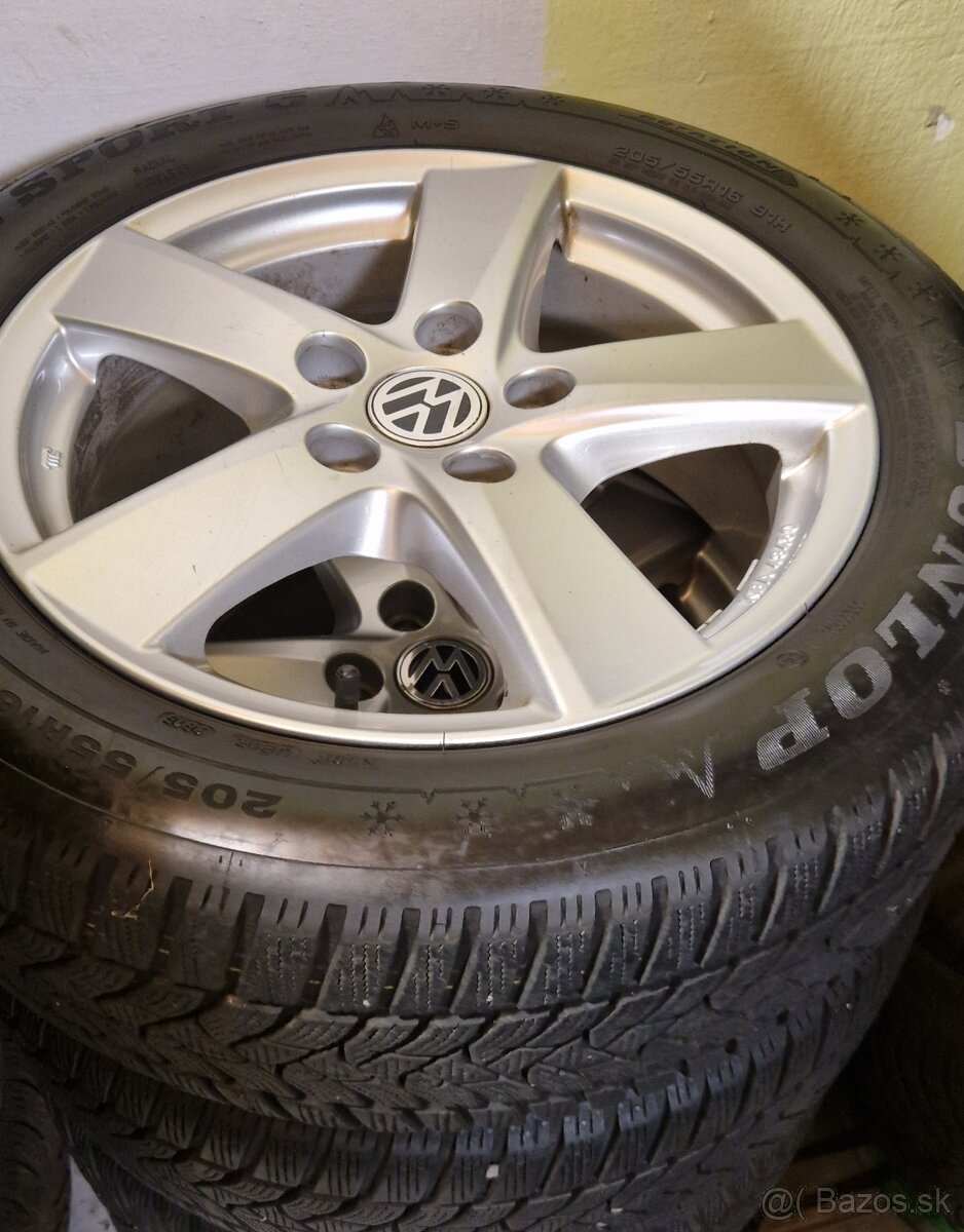 205/55 R16 Zimné. Dunlop. Alu disky 5x112 R16 VW