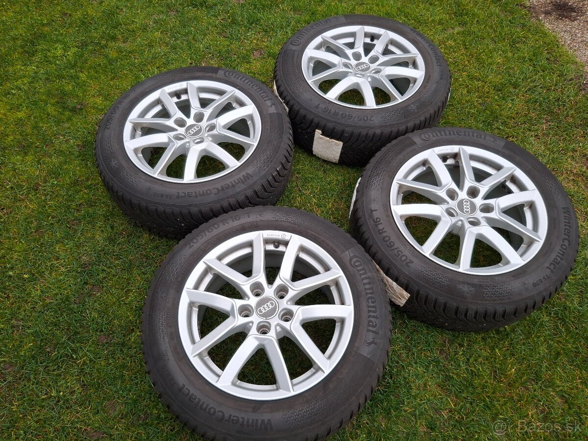 16" ALU 5x112 (audi a iné) + zimné 205/60 r16 8mm TOP